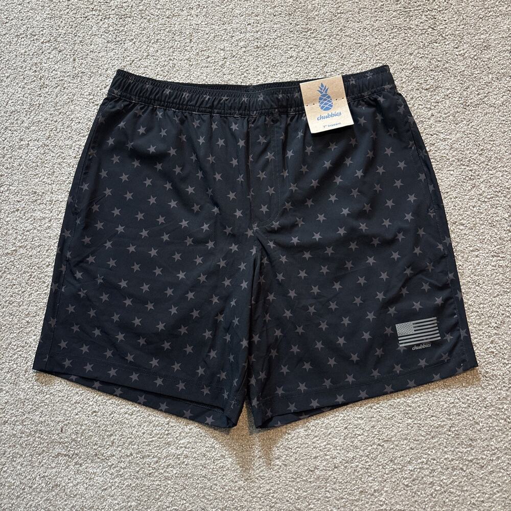 Chubbies The Danger Zone 7" Men's Shorts Sz M Black Star Print Lined NWT